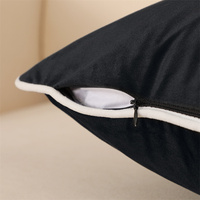 Housse de Coussin Décorative en Velours Doux Noir et Blanc, Taille Personnalisée, avec Passepoil, Vente en Gros