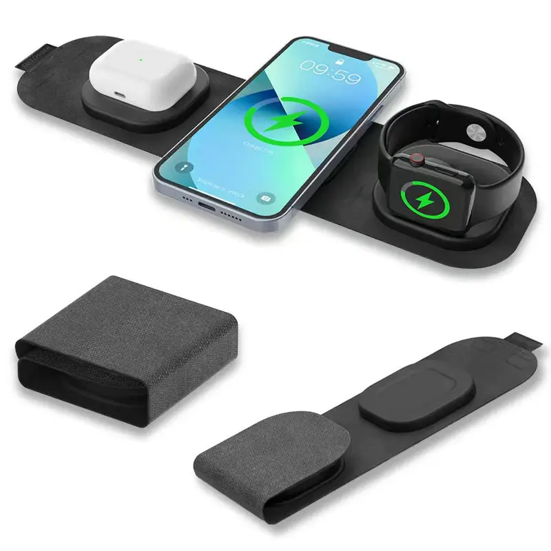 Tragbares 3-in-1-Qi-Ladegerät Faltbarer 15-W-Magnet-Schnellladeständer für Apple Iphone Watch Airpods für Apple 14 13