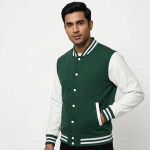 Blousons universitaires slim à capuche personnalisés pour hommes – Blousons Letterman élégants avec patchwork et imprimés sur le devant pour événements scolaires, sports et mode universitaire - Product Image 1