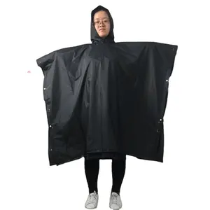 Custom Logo Waterproof EVA Raincoat Black Rain Poncho for Promotion Gift