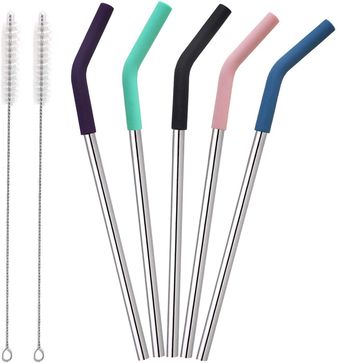 Top Selling Sellers Reusable Metal 304 Stainless Steel Reusable Straws Drinking Straw Set With Silicone Tips