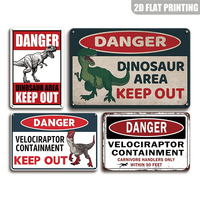 Letrero Metálico Vintage de Advertencia de Peligro de Dinosaurios, Decoración de Pared con Temática Jurásica para Habitación Infantil, Sala de Juegos, Adorno de Pared para el Hogar