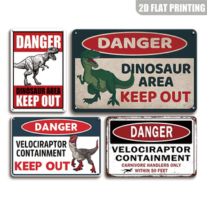 Letrero Metálico Vintage de Advertencia de Peligro de Dinosaurios, Decoración de Pared con Temática Jurásica para Habitación Infantil, Sala de Juegos, Adorno de Pared para el Hogar - Product Image 4