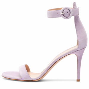<span class=keywords><strong>Sandali</strong></span> Estivi da Donna di Lusso Personalizzati, Alta Qualità, Punta Quadrata, <span class=keywords><strong>Tacco</strong></span> a Spillo, Colore <span class=keywords><strong>Viola</strong></span>, in Pelle Scamosciata, Design Esclusivo - Product Image 4