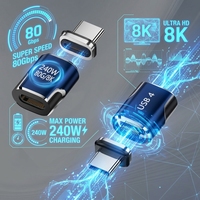 Adaptateur secteur magnétique USB-C 24 broches pour téléphone portable, vente en gros d'usine, 48V 5A 240W 80Gbps 16K, convertisseur magnétique PD3.1