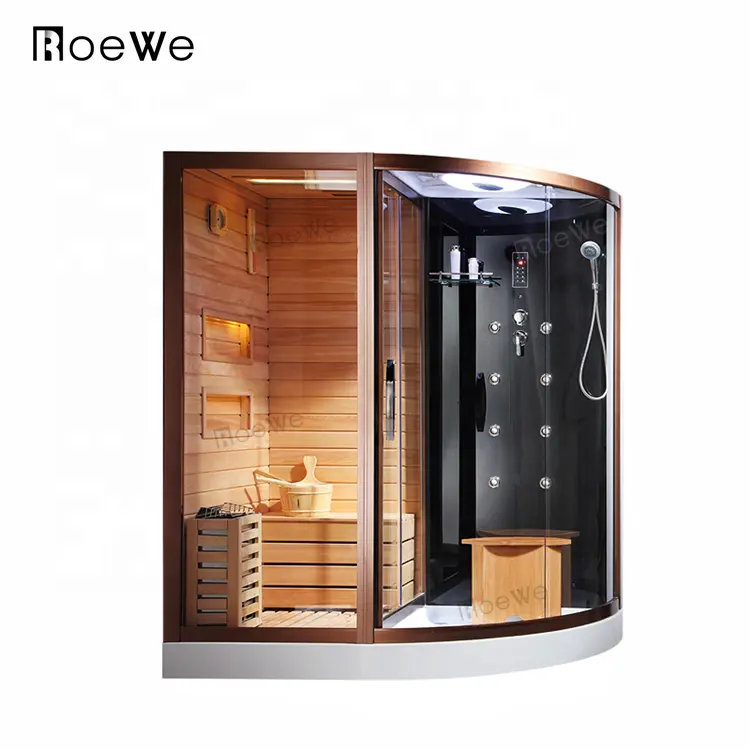 Modern design steam shower cabin sauna, indoor luxury bathroom wooden steam sauna room shower combination in foshan