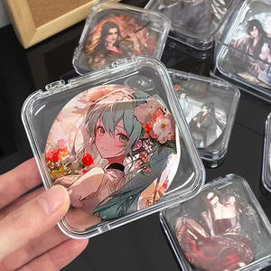 Boîte de rangement transparente pour nail art, petite taille 7,5x7x1,6cm, organiseur de bureau couvert pour outils et accessoires de maquillage - Product Image 2