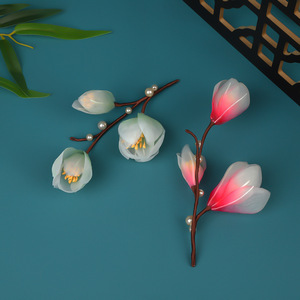 24 Nouvelles Épingles à Cheveux Magnolia Haut de Gamme Faites à la Main avec Fil Enroulé, Accessoires de Maquillage Hanfu, Accessoires Cheveux Thermopressés - Product Image 1
