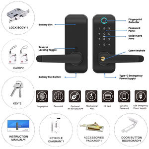 Deadbolt RfidスマートドアロックシルバーTuya Wifiアルミ生体認証デッドロックハンドルロックホテルホームセキュリティ用 - Product Image 5