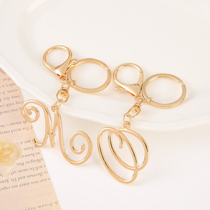 Porte-clés en alliage de zinc tendance, style européen, 26 lettres anglaises, strass, pendentif pour sac, breloques - Product Image 3
