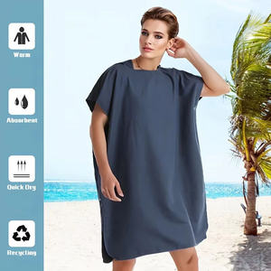 Serviette de <span class=keywords><strong>plage</strong></span> poncho en microfibre personnalisée, séchage rapide, légère, à capuche, pour la <span class=keywords><strong>plage</strong></span> et la plongée estivale, couleur unie - Product Image 2