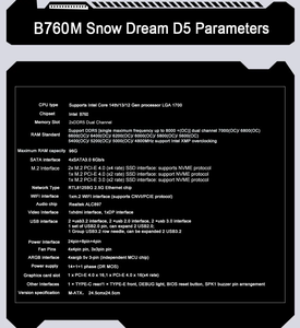 Jginyue z790m Bo mạch chủ tuyết Giấc Mơ D5 LGA 1700 Hỗ trợ Intel 12th/13th/14th CPU Bộ xử lý DDR5 <span class=keywords><strong>RAM</strong></span> pcie5.0 đôi Bộ nhớ mới - Product Image 6