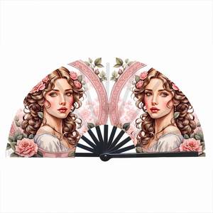 Éventail portable classique en satin de bambou Oxford de 33 cm avec impression de logo personnalisé pour les fêtes du Nouvel An, grand format 13 pouces imprimé - Product Image 5