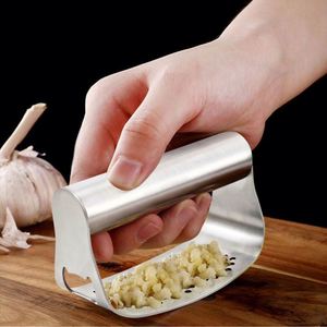 Accessories Metal 2 in 1 New Garlic Press Crusher Manual 304 Stainless Steel Garlic Press Rocker Set With <b>Silicone</b> Peele - Product Image 2