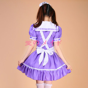 Japanese Style Sailor Maid Outfit Purple And Black Polyester Cosplay Costume Anime Dress For Stage Use - Product Image 3