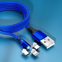 Kabel Data Transfer USB 2.0 Magnetik 3A Grosir 1m Konduktor Tembaga Berlapis Pelindung Jalinan Nilon untuk Ponsel