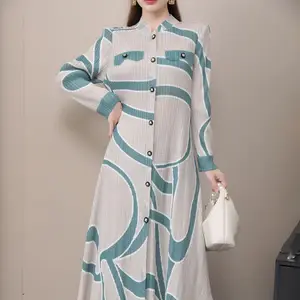 2023 plis Miyake grande taille robe de bal ample Waveselvedge fête de Pâques rebondissant tenue décontractée