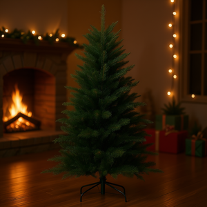Sapin de Noël floqué de 1,80 m avec support métallique pliable, décorations de Noël pliables à charnières pour la maison et le bureau - Product Image 2