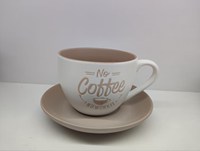 Ensemble tasse et soucoupe en céramique émaillée colorée, design minimaliste sérigraphié, vaisselle compatible micro-ondes et lave-vaisselle, vente chaude