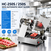 Trancheuse à viande semi-automatique 250 mm 10 pouces 300 W, machine à trancher les aliments commerciale, épaisseur réglable 0-12 mm pour restaurant