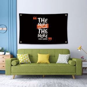 3X5FT 90x150cm Buena calidad Mejor precio Cuanto más aprendes, más ganas Banderas - Product Image 5