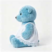 Ours en peluche doux avec garniture en dentelle blanche, ours bleu moelleux en peluche, jouet animal en peluche, cadeau pour enfants, ours en peluche doux