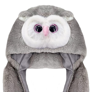 Moufles en plastique multifonctionnelles 3 en 1, yeux roses, nez, hibou Kawaii, visage, longues mitaines en peluche, chapeau animal, écharpe d'hiver pour femmes - Product Image 2