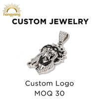 Pendentif Jésus personnalisé en acier inoxydable 316L, breloque croix pavée de zircone cubique, chaîne en acier inoxydable, vente en gros