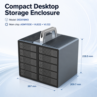 Boîtier de disque dur SATA III 10 baies, 10 Gbps USB3.2 Type-C, 2,5/3,5 pouces, HDD SSD, aluminium, grande capacité, boîtier de stockage
