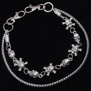 yueli Double Layer Metal Waist Chain <b>Skull</b> Spring Pants Chain Hip Hop Trendy Men Women Jeans Accessory Zinc Alloy Daily Wear - Product Image 4