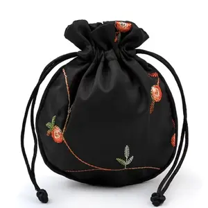 Mini sac à cordon multicolore en soie chinoise, petites pochettes en brocart, sac de poche en damassé pour bijoux, sacs cadeaux