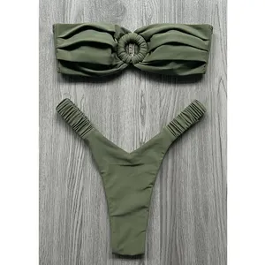 Tanga personalizada Traje De Natação Sexy Biquínis & Beachwear Texturizado Swimsuit Swim Ternos Mulheres