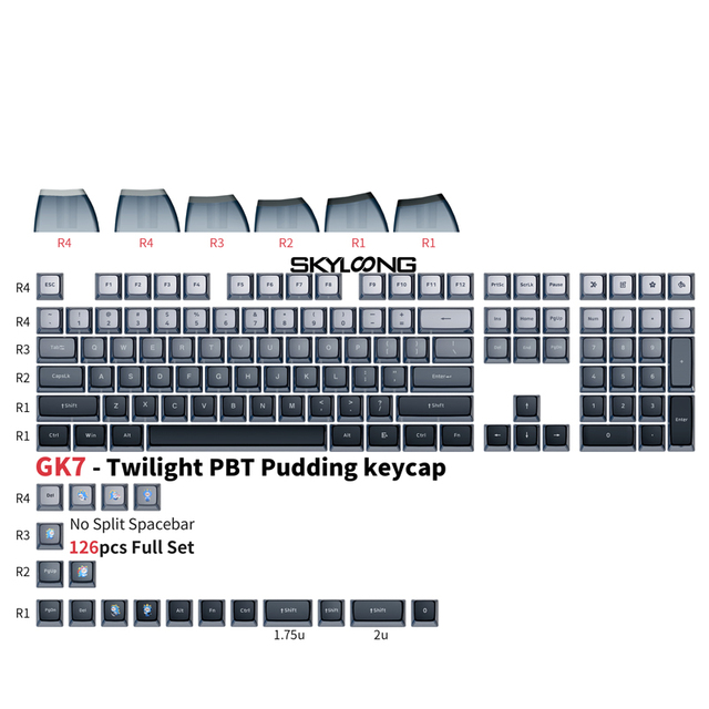 Skyloong Twilight White Pudding Keycaps Customized Double Shot Pbt Pudding Full Oem Profile Keycaps for Original