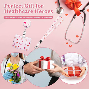 Heart-shaped push-to-open horizontal card <b>holder</b> for name tags, badges, neck straps, printed work badges, <b>ID</b> cards, and student - Product Image 4