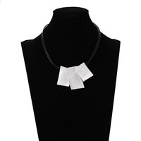 Collier pendentif géométrique irrégulier TongLing couleur argent pour femme, en alliage brossé avec cordon noir, bijou tendance, cadeau