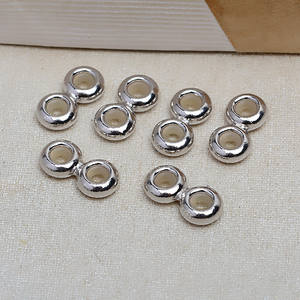 Handmade S925 <b>Silver</b> 8-Shaped DIY Accessory 3mm Double Row Production Material Silicone Positioning <b>Beads</b> Jewelry Findings Type - Product Image 1
