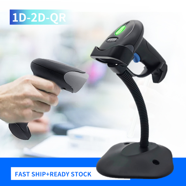 JR-659DB Bluetooth BT Hands-Free Auto-Sensing Barcode Reader 1D 2D QR Pdf417 Scanning Gun for MAC OS, Windows, IOS and Android