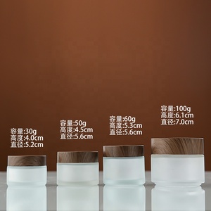 Vacío 5G 10G 15G 20G 30G 50G 60G 100G Frosted Clear Face Body Butter Cream Frascos de vidrio cosméticos con tapas de grano de madera oscura - Product Image 6