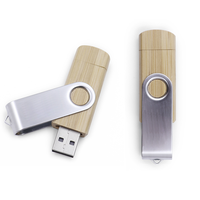 Clé USB pivotante en bambou 64 Go double USB 3.2 Type-C pour stocker musique, photos, films – Idéale pour le bureau, la maison, l'école – Capuchon magnétique – Logo personnalisé