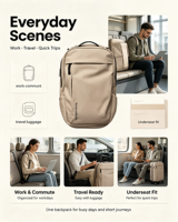 16 Inch Laptop Backpack GRS Certified Nylon 15.5L Travel Backpack with Trolley Strap for Work Commute OEM ODM