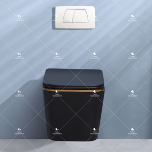 Hiện đại vuông treo tường nhà vệ sinh màu đen và vàng gốm treo inodoro với giấu xe tăng phòng tắm nước Closet <span class=keywords><strong>commode</strong></span> - Product Image 2