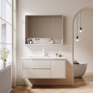 <span class=keywords><strong>Lavabo</strong></span> et meuble de salle de bain mural en bois massif multi-niveaux, moderne et minimaliste, avec <span class=keywords><strong>lavabo</strong></span> intégré en céramique - Product Image 6