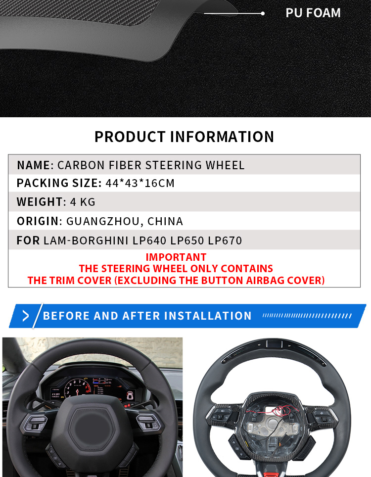 Custom Alcanta-r carbon fiber steering wheel For Lamborghini URUS HURACAN LP550 LP560 LP570 racing wheel convertible