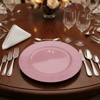 Assiettes de présentation en plastique PP de 13 pouces de haute qualité, motif personnalisé, luxe, durables, réutilisables pour mariages, anniversaires, hôtels, fêtes et événements