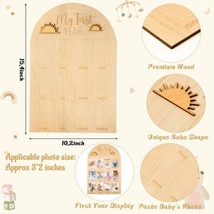 Customize PAFU Baby <strong>Keepsake</strong> Gift Wood Monthly My First Year Photo Display Board Picture Frame Birthday <strong>Keepsake</strong> - Product Image 2