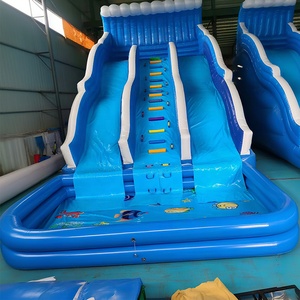 Parc aquatique gonflable à double toboggan Blue Wave commercial avec <span class=keywords><strong>piscine</strong></span>, nouveau design pour la <span class=keywords><strong>location</strong></span> de fêtes dans la cour et les <span class=keywords><strong>vacances</strong></span> d'été - Product Image 2