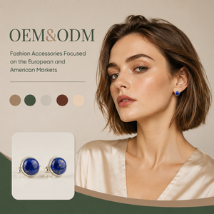 Pendientes de Plata de Ley 925 con Lapislázuli Redondo, Diseño Personalizado OEM/ODM, Joyería de Piedra Natural al por Mayor para Mujer - Product Image 1