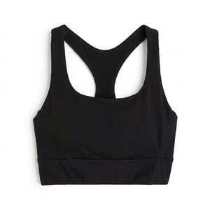 Women's Seamless Sports Bra Racerback Wire Free 3/4 Cup High Support Black Spandex Polyester All Seasons Sporty Style - Product Image 1