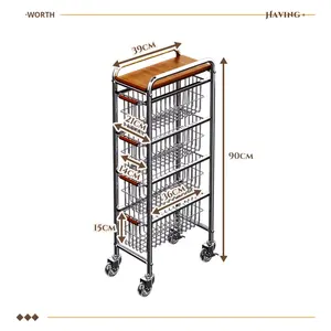 Chariot étroit de rangement en métal de style médiéval d'<span class=keywords><strong>occasion</strong></span> pour le salon, le sol et l'espace entre les canapés, rangement pour collations - Product Image 2