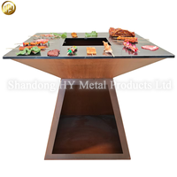 Table de repas en acier Corten avec foyer - Bac à barbecue rustique pour patio, balcon, jardin et cour - Approvisionnement direct usine